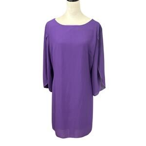 Shift Dress L Purple Cocktail Party Feminine Split Sleeve Minimalist Capsule‎